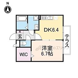 エルクレール 1階1DKの間取り
