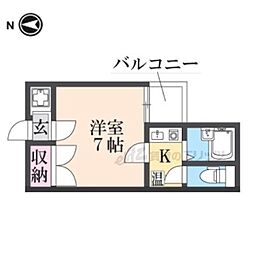 ＫＢＫ高天ビル 2階1Kの間取り