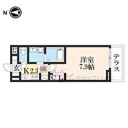 近鉄奈良線 新大宮駅 徒歩18分の賃貸アパート 1階1Kの間取り