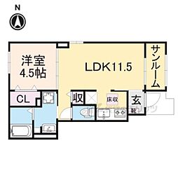 ボヌール 103 1階1LDKの間取り