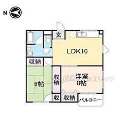 近鉄大阪線 五位堂駅 徒歩13分の賃貸マンション 3階2LDKの間取り