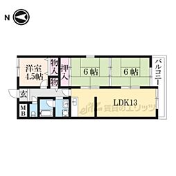 近鉄奈良線 新大宮駅 徒歩5分の賃貸マンション 3階3LDKの間取り