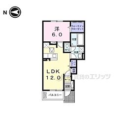 サクラガーデンII 1階1LDKの間取り