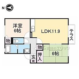パストラルジュセイ壱番館 1階2LDKの間取り
