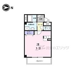 アムール　パティオ 2階ワンルームの間取り