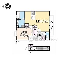 近鉄橿原線 新ノ口駅 徒歩11分の賃貸アパート 2階1LDKの間取り