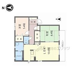 近鉄大阪線 近鉄下田駅 徒歩6分の賃貸アパート 1階2LDKの間取り
