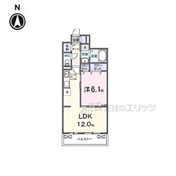 JR和歌山線 畠田駅 徒歩6分の賃貸アパート 1階1LDKの間取り