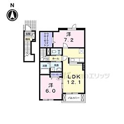 グランメゾン 2階2LDKの間取り