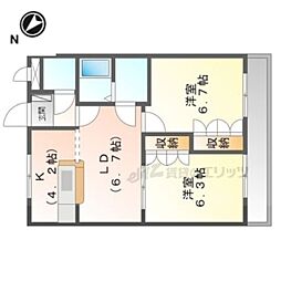 フォレスト・ヴィラ 2階2LDKの間取り