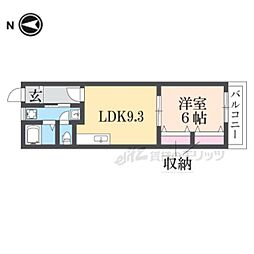 JR関西本線 奈良駅 徒歩5分の賃貸マンション 2階1LDKの間取り