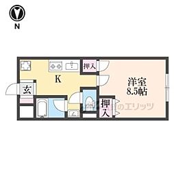 杉ヶ町北ビル 3階1Kの間取り