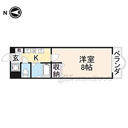 マンション万葉I 1階1Kの間取り