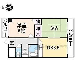 近鉄橿原線 新ノ口駅 徒歩5分の賃貸マンション 5階2DKの間取り