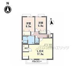グローリータウン 1階2LDKの間取り