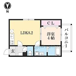 近鉄奈良線 近鉄奈良駅 徒歩2分の賃貸アパート 2階1LDKの間取り
