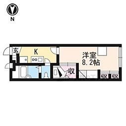 レオパレスユニバース橿原 1階1Kの間取り