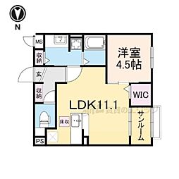 エナジー参番館 1階1LDKの間取り