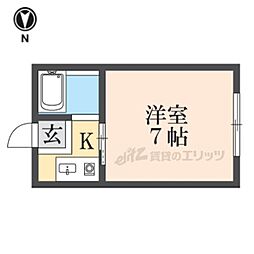 近鉄南大阪線 高田市駅 徒歩8分の賃貸マンション 3階1Kの間取り