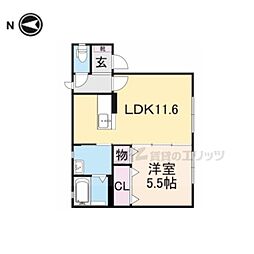 コンフォート東福寺 1階1LDKの間取り