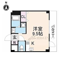 Ｋフラット三条 2階ワンルームの間取り
