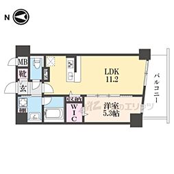 近鉄奈良線 大和西大寺駅 徒歩5分の賃貸マンション 2階1LDKの間取り