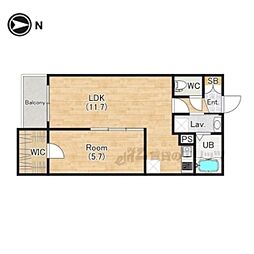 (仮称)ジーメゾンあやめ池エルシアス 3階1LDKの間取り