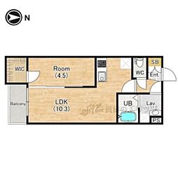 (仮称)ジーメゾンあやめ池エルシアス 302 3階1LDKの間取り