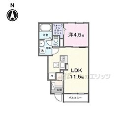 近鉄南大阪線 坊城駅 徒歩7分の賃貸アパート 1階1LDKの間取り