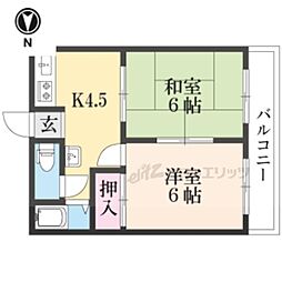 近鉄南大阪線 高田市駅 徒歩6分の賃貸マンション 1階2Kの間取り