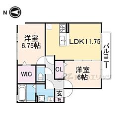 ヴィラウエスト 2LDKの間取図画像