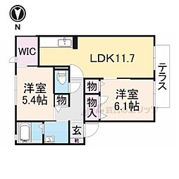 アーバヒルP 2LDKの間取図画像