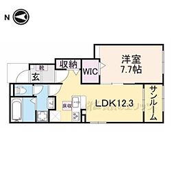 グランド萩ヶ丘II 1LDKの間取図画像