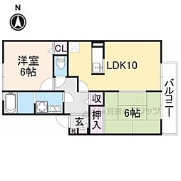 フォレストハイツ富堂町B 2LDKの間取図画像