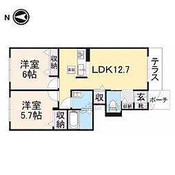 シャーメゾン桜 2LDKの間取図画像