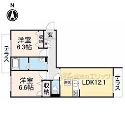 シャーメゾンFUJIMOTO 2LDKの間取図画像