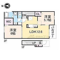 クレメント中町 2LDKの間取図画像