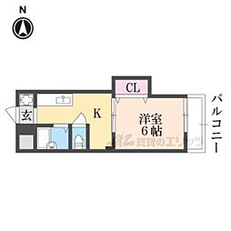 通眞ヨシエプラザ北館 1Kの間取図画像