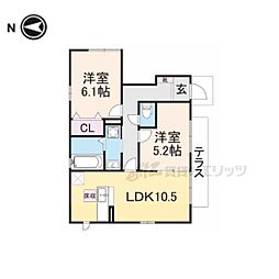 コゥジィコート 2LDKの間取図画像