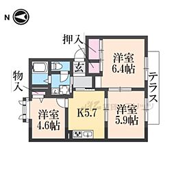 コスモス結崎A 3Kの間取図画像