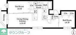 グランパセオ代々木上原II 2LDKの間取図画像