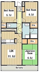 エステート久我山 3LDKの間取図画像