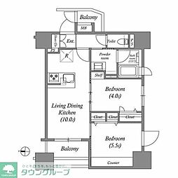 ACP Residence 中野新橋 2LDKの間取図画像