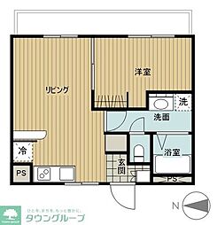 パティオ仲町 1LDKの間取図画像