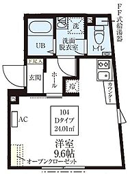レピュア豊島園レジデンス 3階ワンルームの間取り