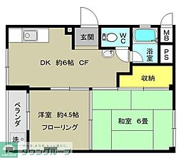 阿佐谷コーポラス 3階2DKの間取り