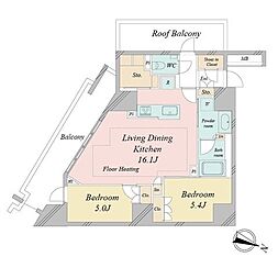 ドゥーエ早稲田 10階2LDKの間取り