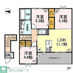 シティパル櫻 2階3LDKの間取り