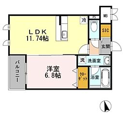 メルベイユ浜田山 1階1LDKの間取り