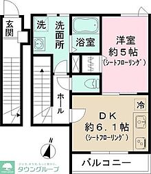 ルミナージュ（Ｌｕｍｉｎａｇｅ）新中野 2階1DKの間取り